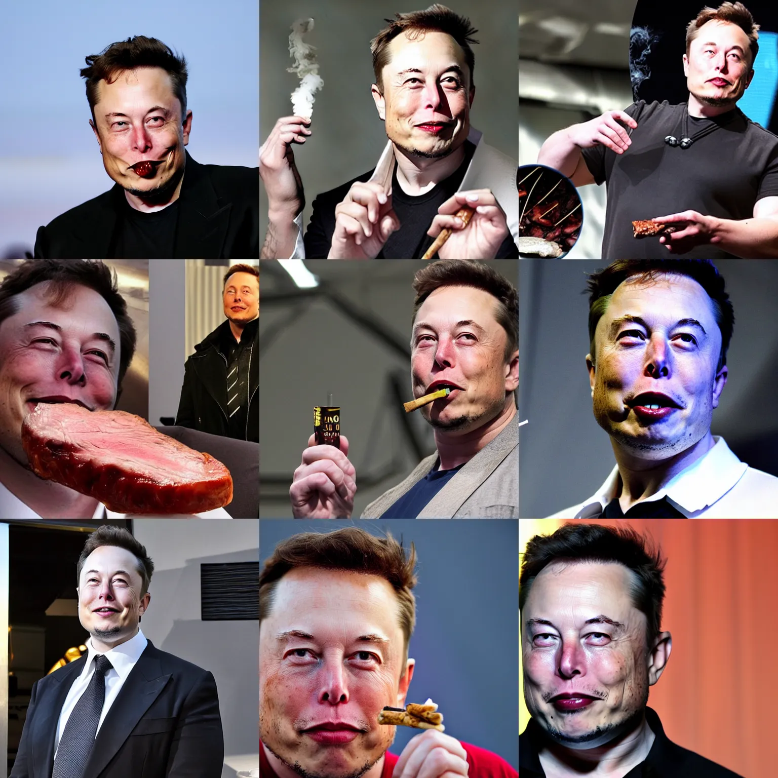 Prompt: elon musk smoking meats