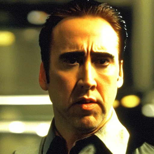 Prompt: nicholas cage in the matrix ( 1 9 9 9 )