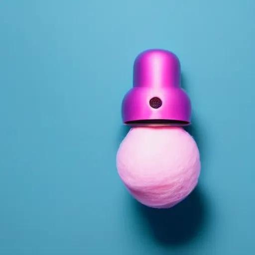 Image similar to mk 2 grenade!!! made of cotton candy, centered, product shot, bright, airy, iridescent lighting, gradient background