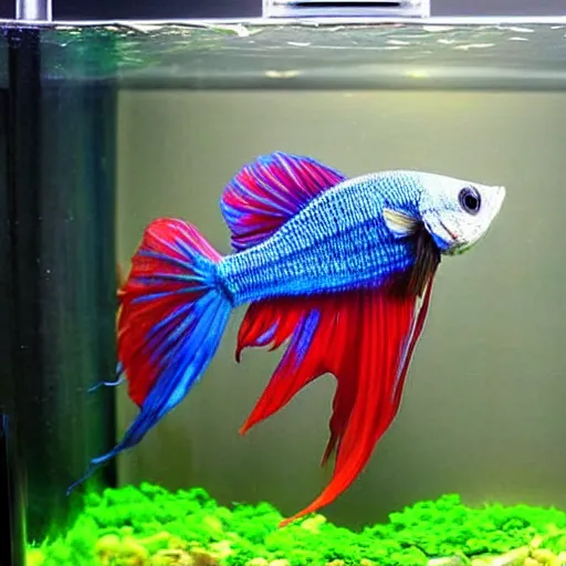 Prompt: beautiful and detailed betta fish with super long fins in an epic aquascape