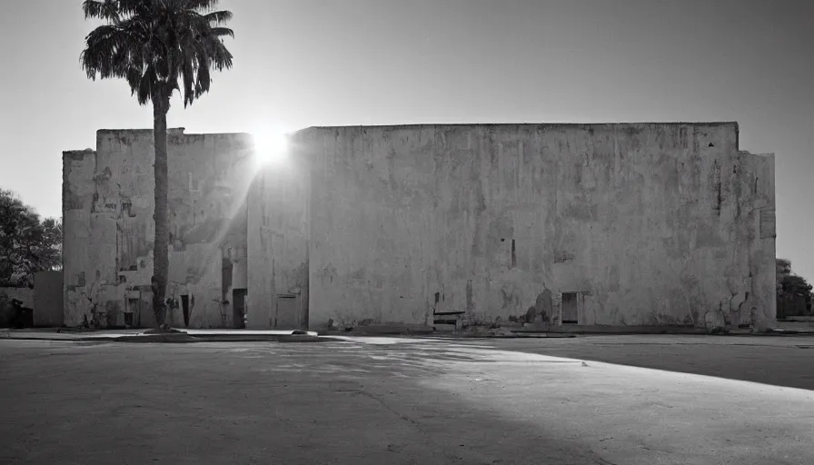 Image similar to 1 9 7 0 s movie still by djibril diop mambety of a non euclidian building, by piranesi, panoramic, ultra wide lens, cinematic light, flare, anamorphic