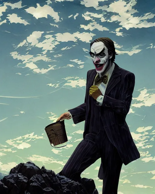 Image similar to portrait of saul goodman as the joker, portrait photography, art by makoto shinkai and peter elson, bernie wrightson