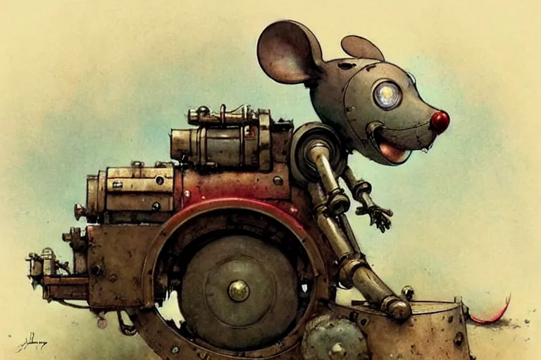 Image similar to adventurer ( ( ( ( ( 1 9 5 0 s retro future robot mouse tunneling machine. muted colors. ) ) ) ) ) by jean baptiste monge!!!!!!!!!!!!!!!!!!!!!!!!! chrome red