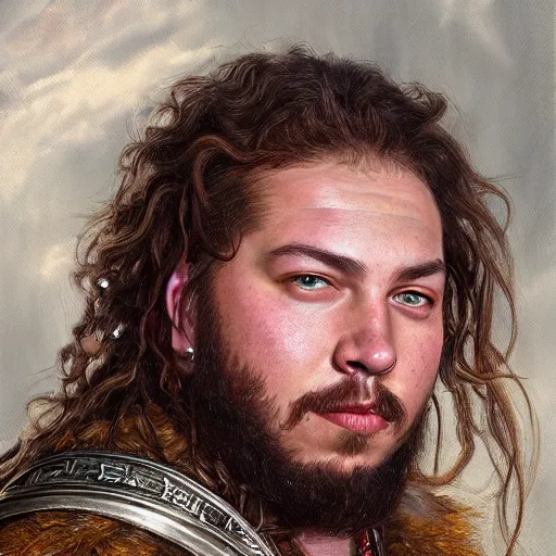 Image similar to Post Malone as a fantasy D&D character, close-up portrait art by Donato Giancola and James Gurney, digital art, trending on artstation