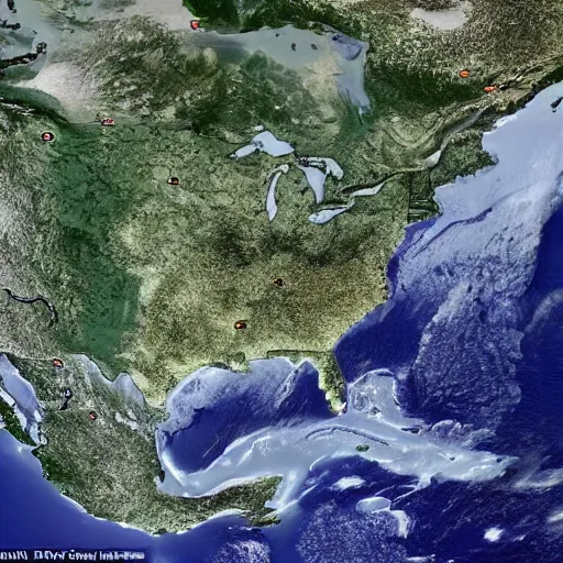 Image similar to this is a land on an unforgiving world of churning oceans and jagged coastlines. every habitable island is situated somewhere along the planet's equator where the weather is still volatile but more hospitable than any points to the north or south