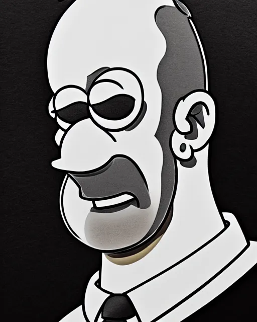 Image similar to portrait of homer simpson, concept art, sumi - e style, artstation, trending, highly detailed, smooth, focus, art by yoji shinkawa