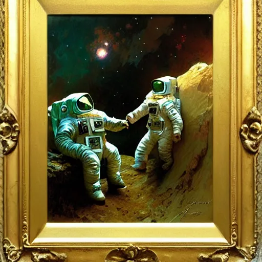 Prompt: astronaut, painting by gaston bussiere, craig mullins, greg rutkowski, alphonse mucha
