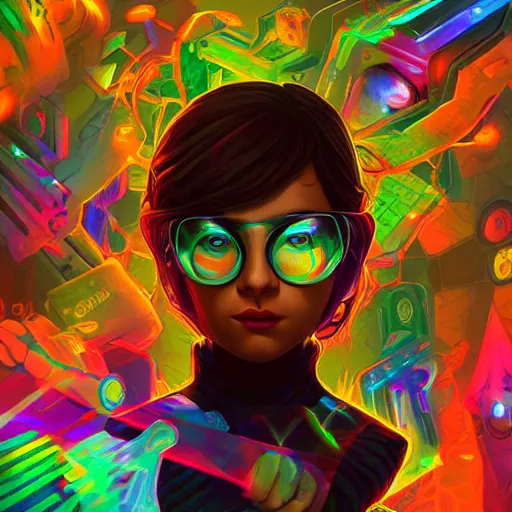 Image similar to skill magic geek inside matrix deepdream radiating a glowing aura stuff loot legends stylized digital illustration video game icon artstation lois van baarle, ilya kuvshinov, rossdraws,