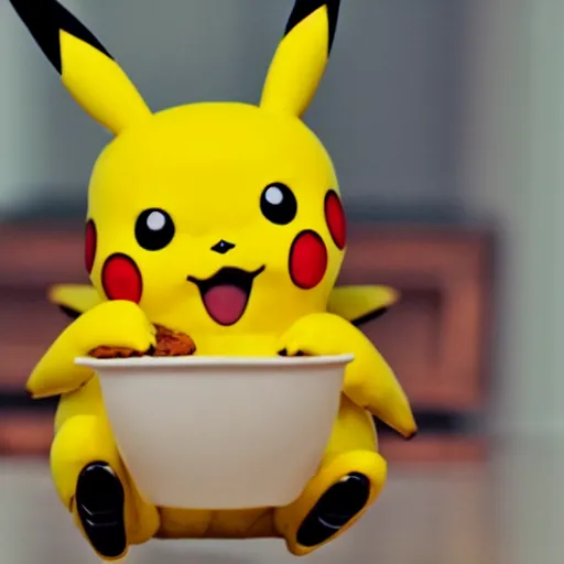 Image similar to pikachu eating cookies