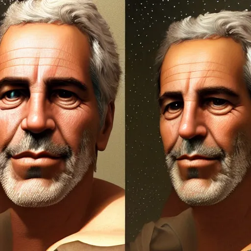 Image similar to A fantasy book style portrait painting of Jeffrey Epstein, François Boucher, Oil Painting, unreal 5, DAZ, hyperrealistic, octane render, Regal, Refined, Detailed Digital Art, RPG portrait, William-Adolphe Bouguereau, Michael Cheval, Walt Disney (1937), Volumetric Golden dappled dynamic lighting, Highly Detailed, Cinematic Lighting, Unreal Engine, 8k, HD