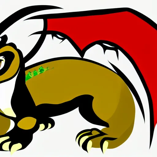 Image similar to vector art of welsh dragon and panda mixed, intercrossed, chimera, adobe illustrator