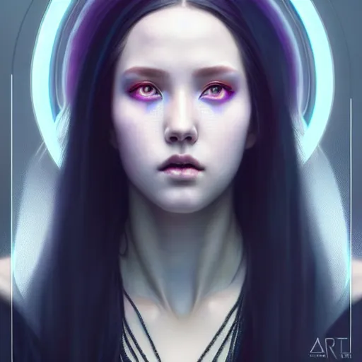 Prompt: portrait painting of a cyberpunk olivia hye from loona, ultra realistic, concept art, intricate details, eerie, highly detailed, photorealistic, octane render, 8 k, unreal engine. art by artgerm and greg rutkowski and magali villeneuve and alphonse mucha