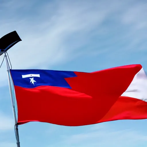 Prompt: chilean flag, waving into the wind, 4 k