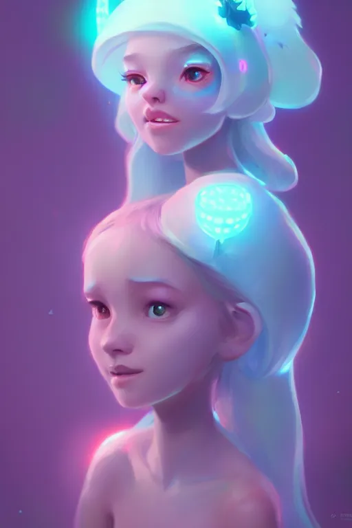 Image similar to super cute Bioluminescent Princess character concept, soft light, soft mood, realistic body features and face, illustration, painting oil on canvas by Elena Zhurikhina and Goro Fujita and Charlie Bowater, octane render trending on artstation, 4k, 8k, HD