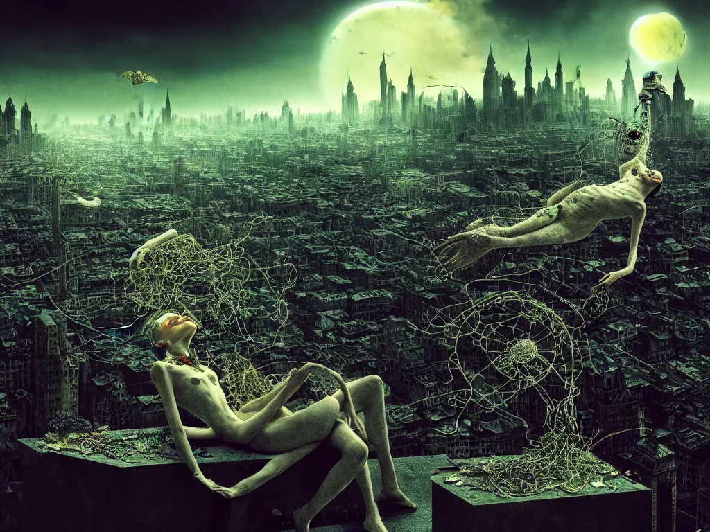 Image similar to highly detailed photo of living is the illusion of dying, trending on deviantart, neo surrealism, sharp focus, 4 k, a lot of little details, octane, masterpiece, art by max ernst