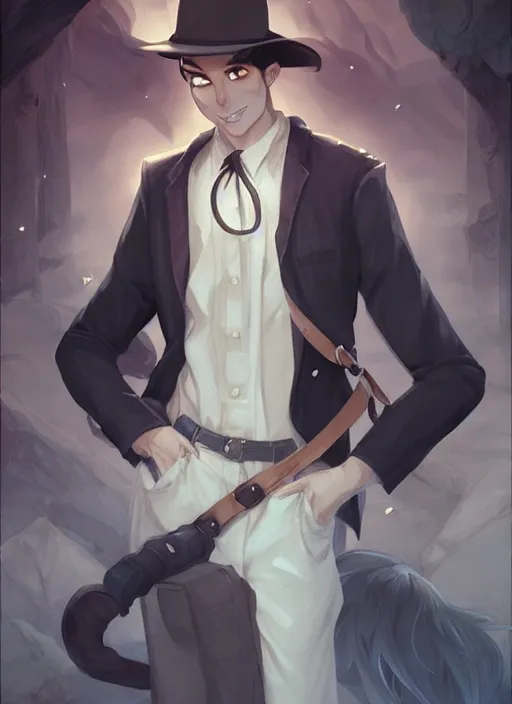 Prompt: beautiful portrait commission of a male furry anthro wolf wearing white dress shirt with suspenders in an old-timey desert town. Atmospheric. Character design by charlie bowater, ross tran, artgerm, and makoto shinkai, detailed, inked, western comic book art
