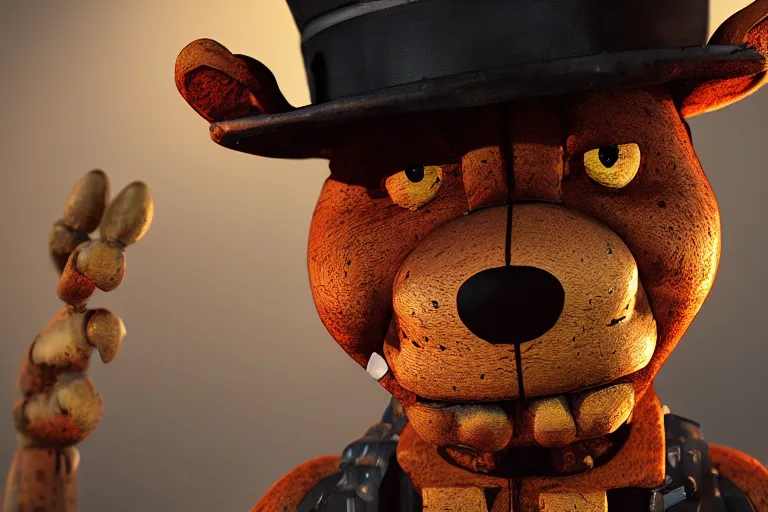 Prompt: a photo of freddy fazbear, photorealistic, 8 k, horror