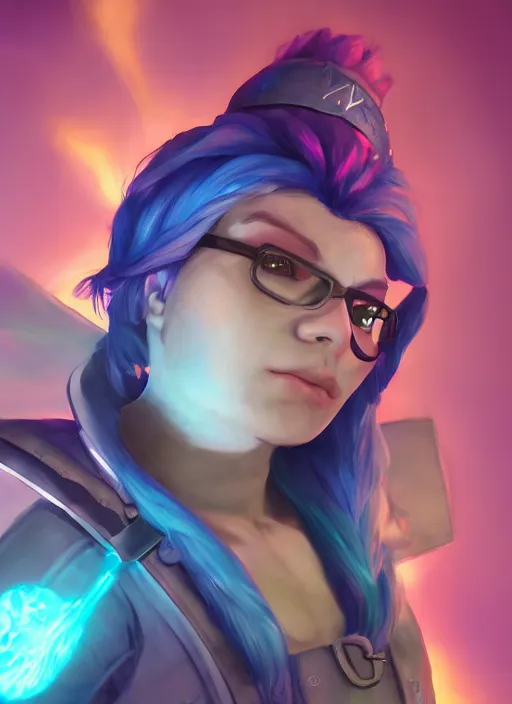 Image similar to young adult rock gnome artificer with blue hair, digital drawing, dndbeyond, bright, colourful, realistic, dnd character portrait, full body, rpg, concept art, behance hd, artstation, deviantart, global illumination, radiating a glowing aura, ray tracing hdr render in unreal engine 5