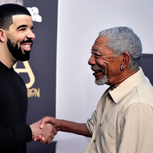 Image similar to drake meeting morgan freeman