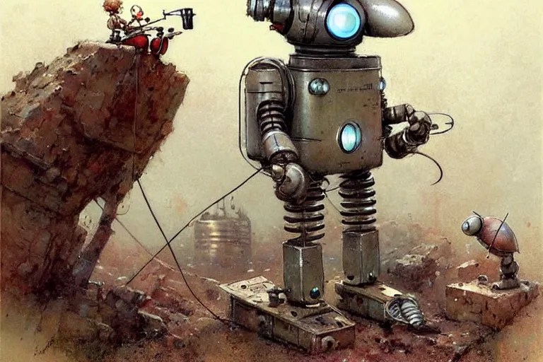 Image similar to adventurer ( ( ( ( ( 1 9 5 0 s retro future robot android mouse excavating machine. muted colors. ) ) ) ) ) by jean baptiste monge!!!!!!!!!!!!!!!!!!!!!!!!! chrome red