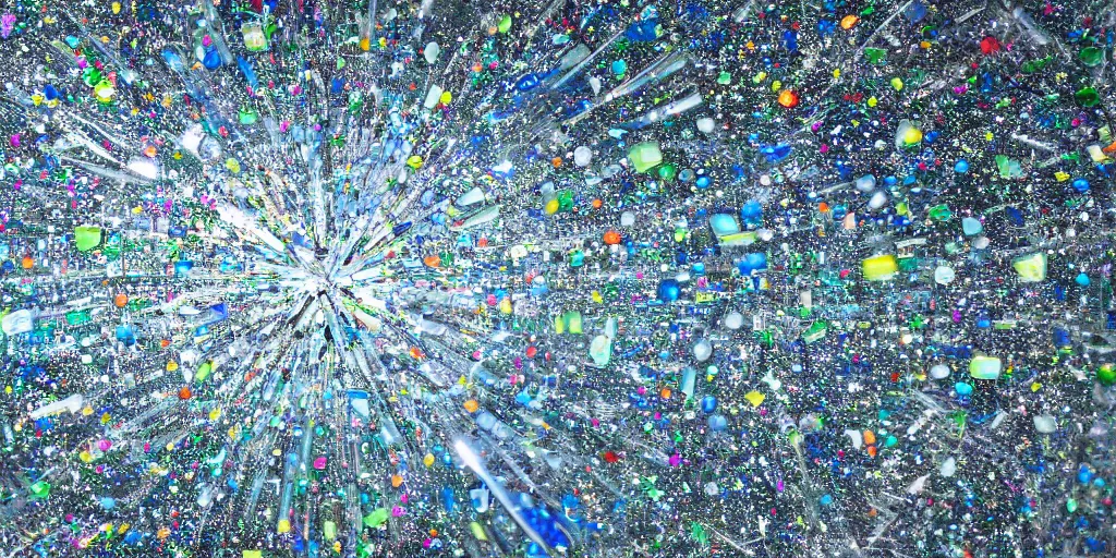 Prompt: a highly detailed 4 k photograph of the windows xp bliss wallpaper inside shattered glass. h 5 7 6