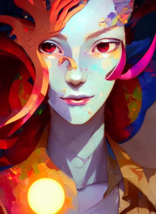 Prompt: close up picture of a beautiful and cute and aesthetic girl in the city made of stained glass, model pose, slightly smiling, bright color, sun shining through, sharp focus, highly detailed face, specular reflection, art by anato finnstark and lecouffe deharme and pete mohrbacher and quentin mabille, fantasy illustration, epic light novel art cover