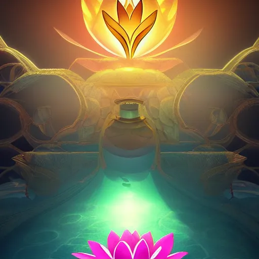 Image similar to lotus flower epic legends game icon stylized digital illustration radiating a glowing aura global illumination ray tracing hdr fanart arstation by ian pesty and katarzyna da bek - chmiel