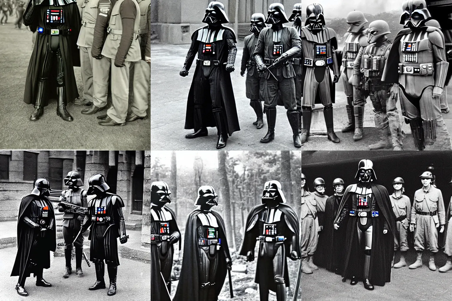 Prompt: Darth Vader with American Soldiers during WW2