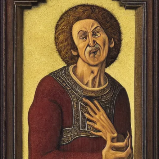 Image similar to a portrait of a character in a scenic environment by carlo crivelli