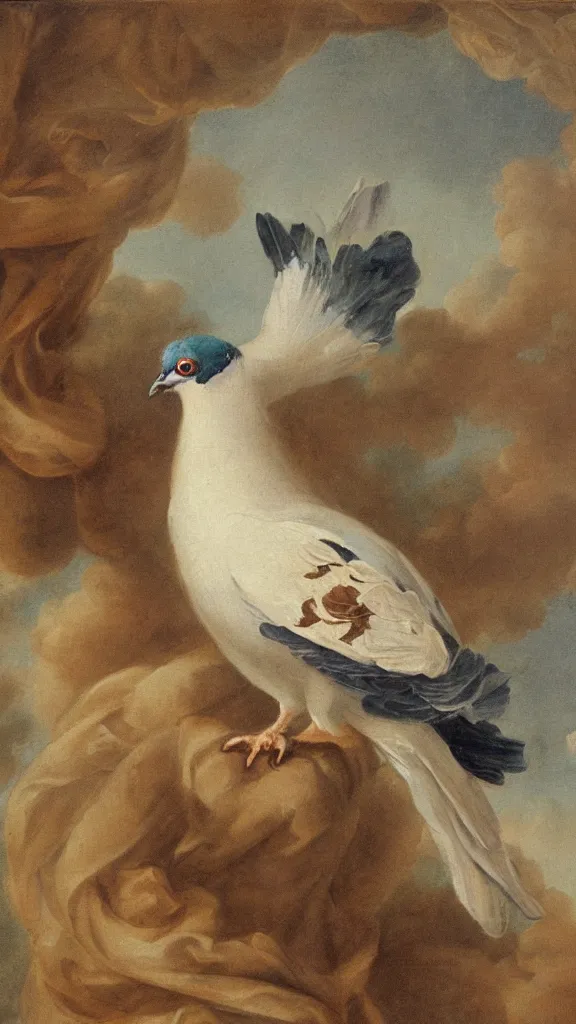 Image similar to rococo painting of a pigeon