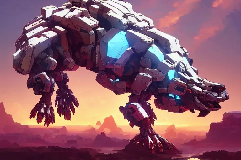 Image similar to grazer machine mecha animal beast robot of horizon forbidden west horizon zero dawn bioluminiscence, behance hd by jesper ejsing, by rhads, makoto shinkai and lois van baarle, ilya kuvshinov, rossdraws global illumination