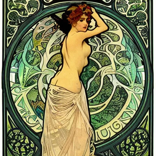 Image similar to Sticker of a ecosystem in a bottle , elegant art nouveau style, Alphonse Mucha, james gurney