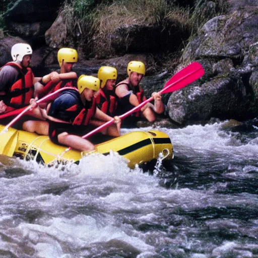 Image similar to Brian Blessed river rafting but the water is made of blood, highly detailed, HD, photograph, 35mm, award winning