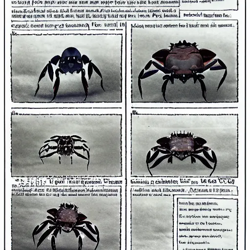 Prompt: a page of a journal describing what it is like to transform into a crab