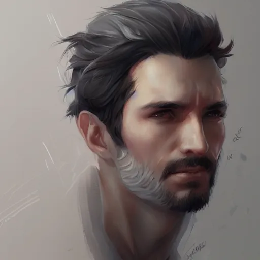 Image similar to a man illustrated by artgerm and greg rutkowski