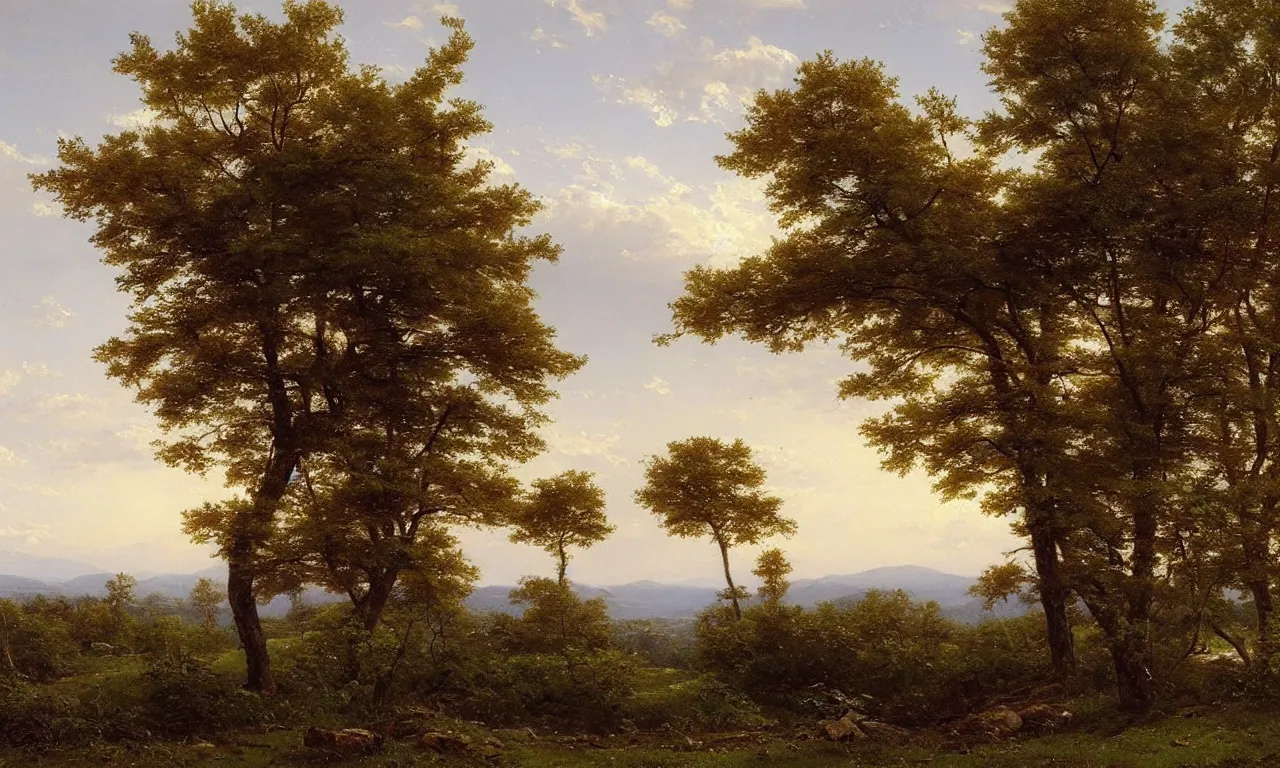 Image similar to a serene landscape painting by william trost richards