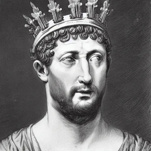 Image similar to a portrait of the head of a roman emperor with a crown of laurels ( c. 1 8 8 0 - 1 8 9 2 ) drawing in high resolution by otto eerelman