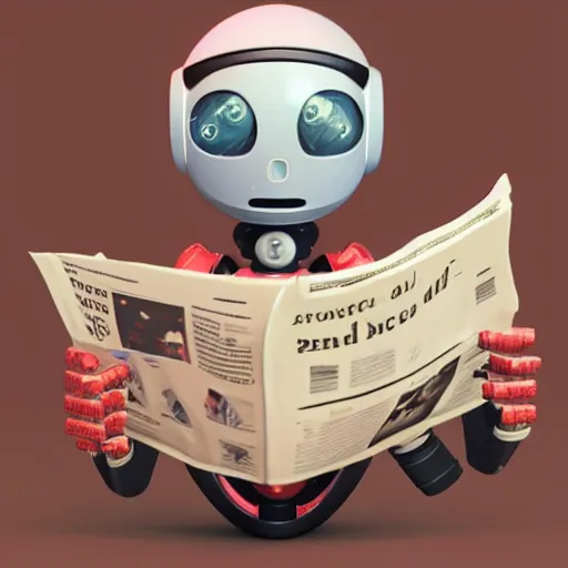 Image similar to A little robot reading the newspaper, artstation, digital art, sci fi, masterpiece, detailed, 3D Model