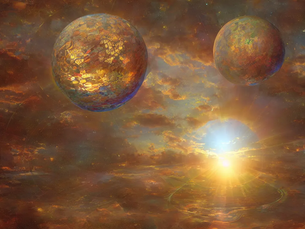 Prompt: 3 d render, sunlight study, the universe is a spheroid region 7 0 5 meters in diameter, sunlight study, art nouveau, 3 d render, by jan davidz de heem and frederic edwin church and ( ( ( ( ( lisa frank ) ) ) ) )