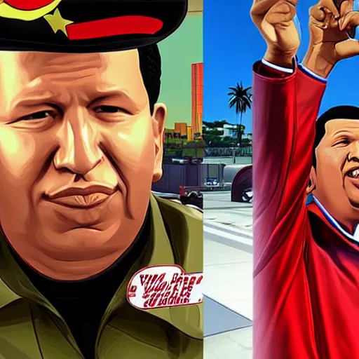 Image similar to Hugo Chávez in GTA style, 4k, detailed,