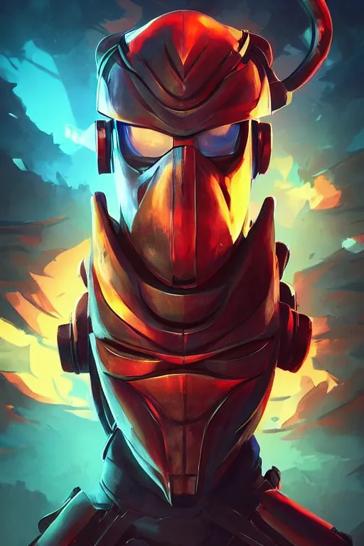 Image similar to epic mask helmet robot ninja portrait stylized as fornite style game design fanart by concept artist gervasio canda, behance hd by jesper ejsing, by rhads, makoto shinkai and lois van baarle, ilya kuvshinov, rossdraws global illumination radiating a glowing aura global illumination ray tracing hdr render in unreal engine 5