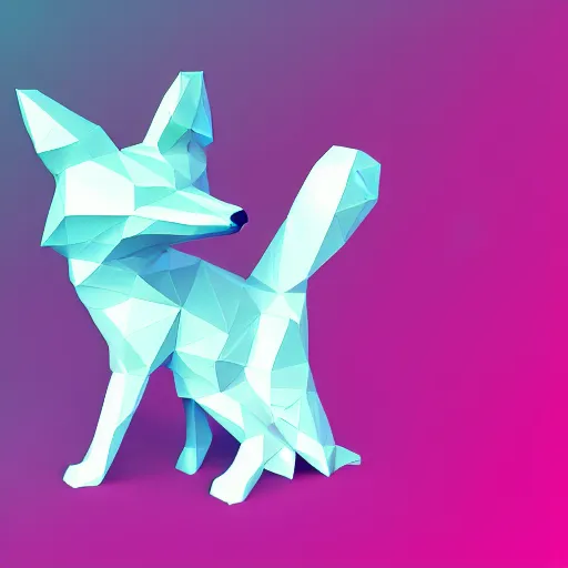 Image similar to Very low poly fox, wireframe retrowave