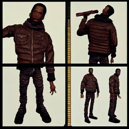 Image similar to “ travis scott action figure concept art, chest cam perspective, actually good ”