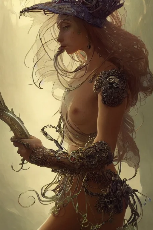 Image similar to a anthropomorphic jellyfish warrior, D&D, fantasy, intricate, highly detailed, digital painting, artstation, concept art, smooth, sharp focus, illustration, art by artgerm and greg rutkowski and alphonse mucha