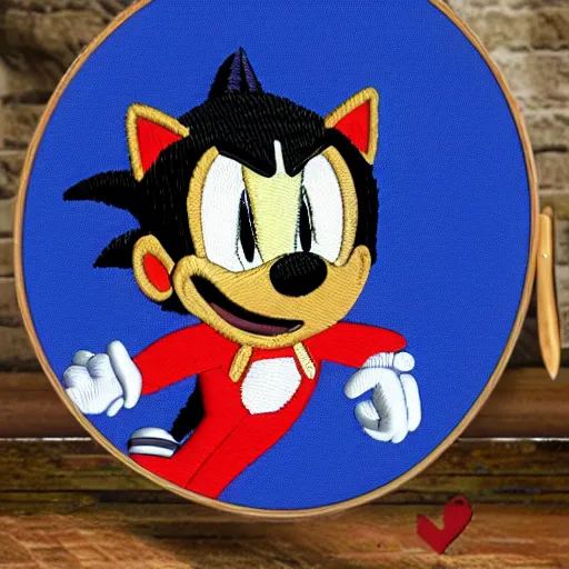 Image similar to a backpack embroidery obama sonic the hedgehog super Mario