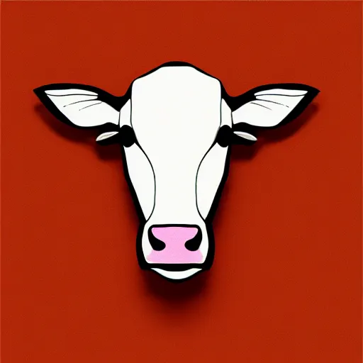Image similar to orange to red gradient background, low poly art of cow connecting lines