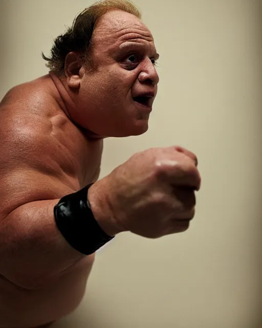 Prompt: portrait of danny devito as brock lesnar. photographic, photography