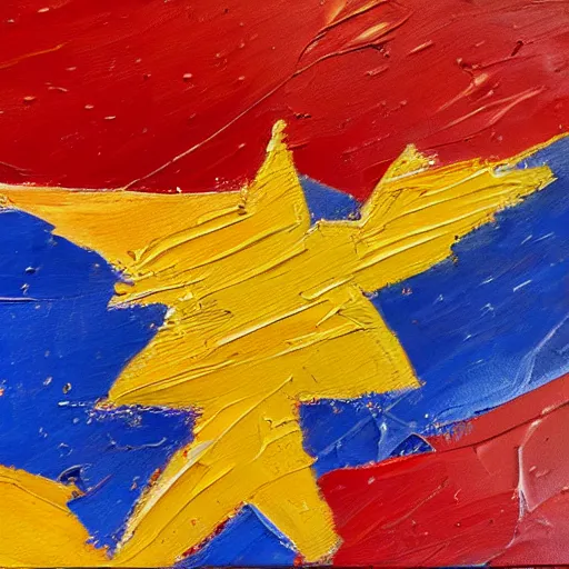 Image similar to an impasto oil painting of the flag of the european union