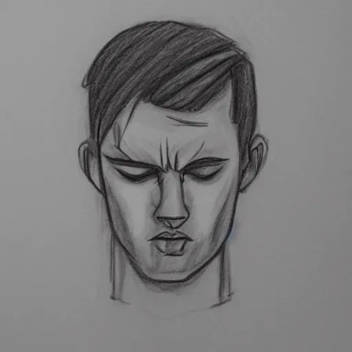 Prompt: a drawn man with depression. pencil sketch.