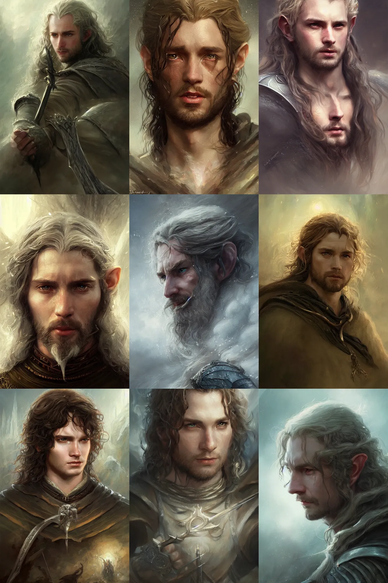 Prompt: a ( man personified as the lord of the rings ), beauty portrait, fantasy middle - earth, digital art by krenz cushart, laurie greasly, wlop, artgerm, intricate, highly detailed, sharp focus, smooth, epic composition, joyful, unreal engine